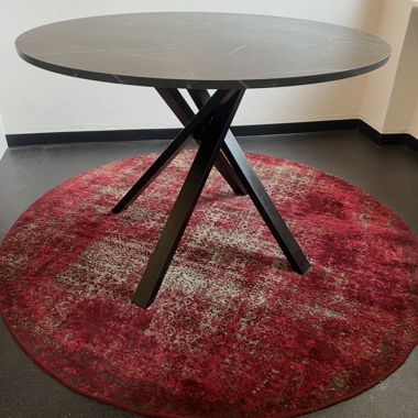 Round rug red grey 160 cm