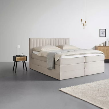 Beige Boxspring Bed 180x200cm