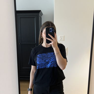 T-shirt Replay noir bleu (métallique)
