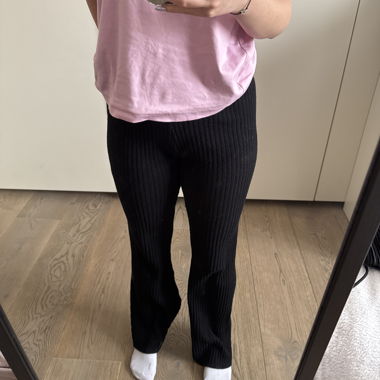 Black Ribbed Knit Pants