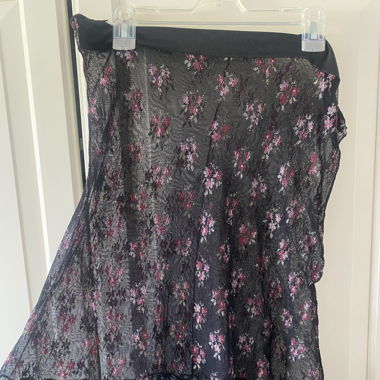 see-through lace skirt with flowers