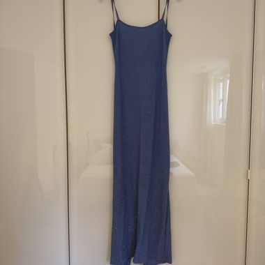 Sparkling Blue Maxi Dress with Straps