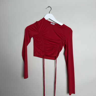Red ruched crop top