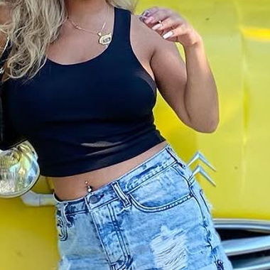 Crop top noir côtelé sans manches