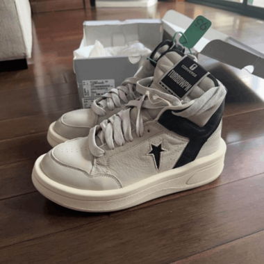 Rick Owens mid-top sneakers black and white