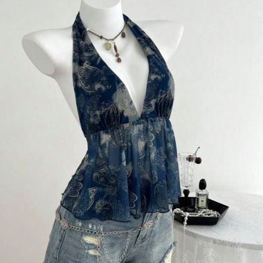 Y2K Mesh Halter Top