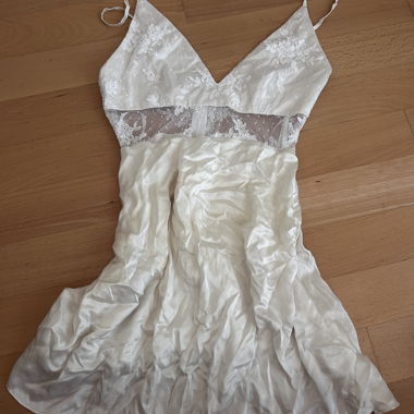White Satin Lace Dress