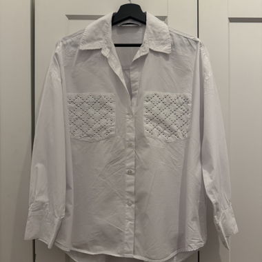 White shirt with studded pockets