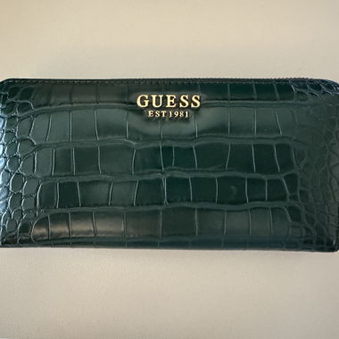 Guess Laurel Croc Print Maxi Wallet Green