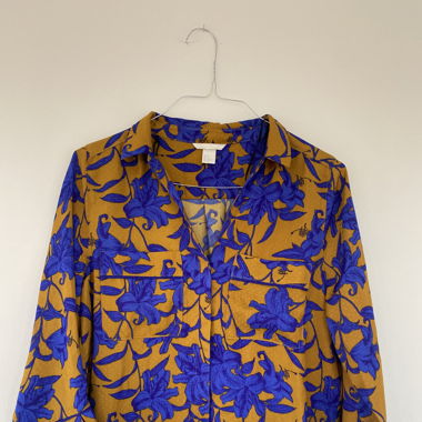 H&M Bluse Blau Gelb