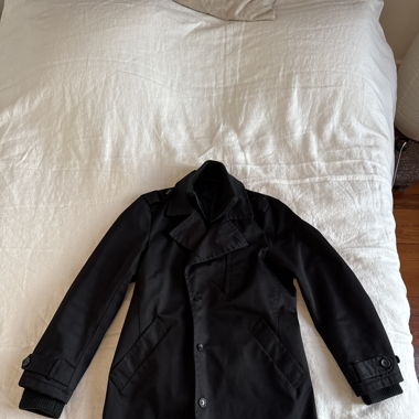 Caban noir doublé avec col hiver amovible