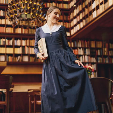 Wonderful Dark blue dress cosplay S