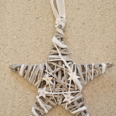 Holzstern weiss, Weihnachtsdeko