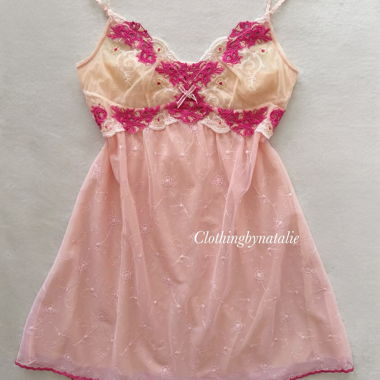 Abito sottoveste in pizzo rosa Taglia S/small M