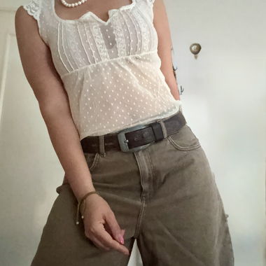 Top in pizzo vintage bianco Y2K fairytale