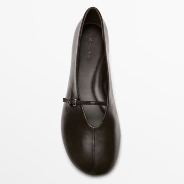 Braune Massimo-Dutti-Lederflats