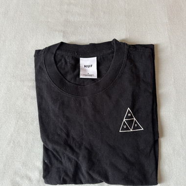 Black HUF T-shirt with triangle logo