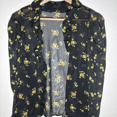 Blusa trasparente floreale ZARA XS
