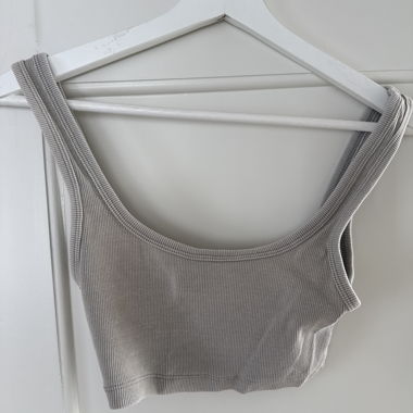 Crop Top grigio a coste