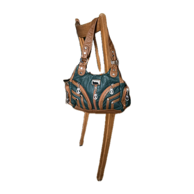 Sac à bandoulière style vintage marron et bleu sarcelle