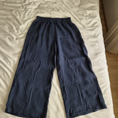 Pantaloni in tessuto wide-leg blu scuro
