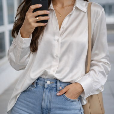 Chemisier en satin blanc ZARA