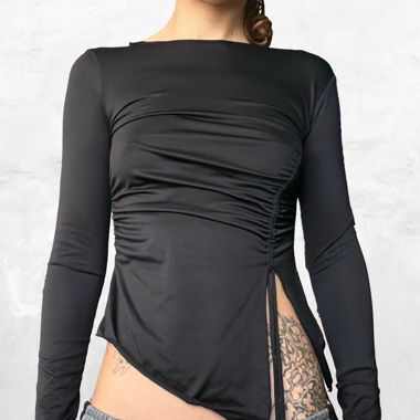Asymmetrisches Rüschentop in Schwarz