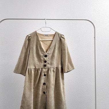 Beige Corduroy Dress