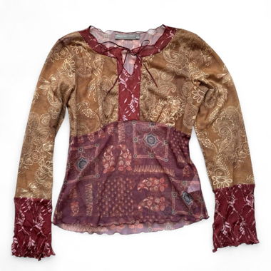 Vintage Boho Printed Blouse (M)