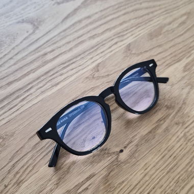 MUJI black glasses with blue light filter