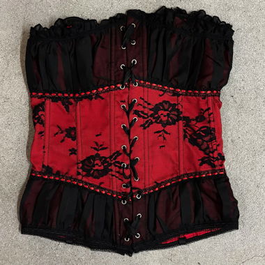 “Mallie” floral mesh corset top