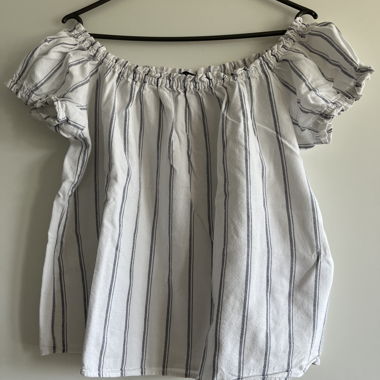 White T-shirt with blue stripes