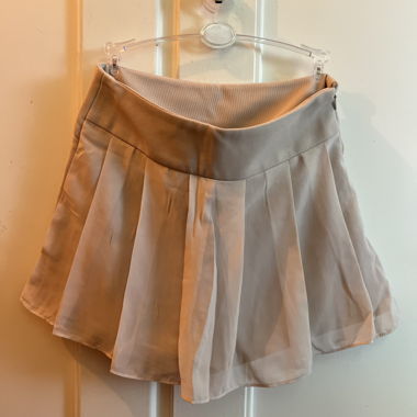 Beige Jupe-Pantalon Taille Haute en Chiffon avec Doublure