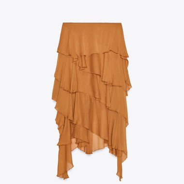Earthy orange ruffle skirt 