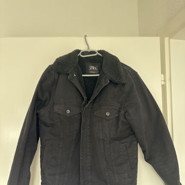 Giacca di jeans nera foderata