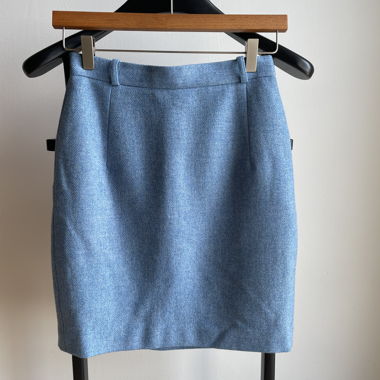 Jupe vintage bleu ciel en laine t. XS