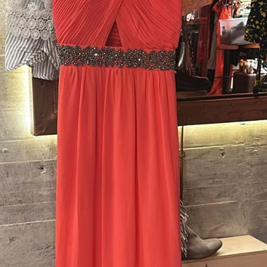 Coral Draped Long Dress