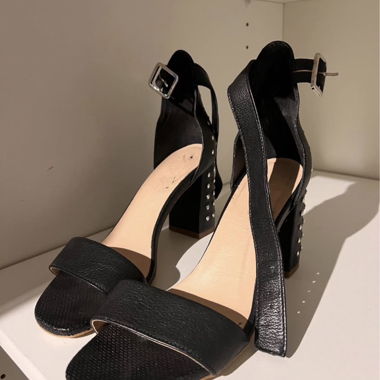 Black studded block heel sandals EU 39