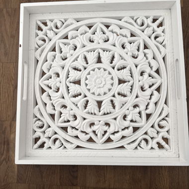 White Wood Decor Tray