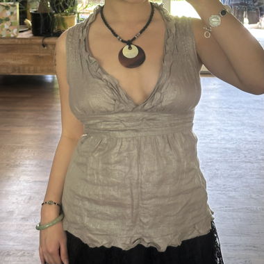 japanisch vintage: schimmernde ärmellose Bluse