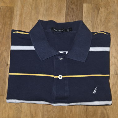 Polo Nautica Homme Classic Fit-Bleu à Rayures-L