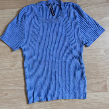 Blaues Ribbed T-Shirt