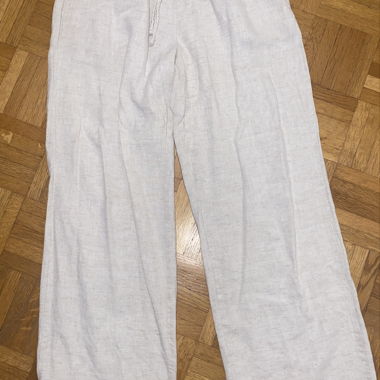 Pantalon large en lin beige