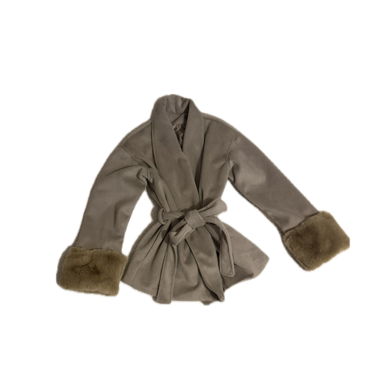 Cappotto in ecopelliccia grigio/marrone