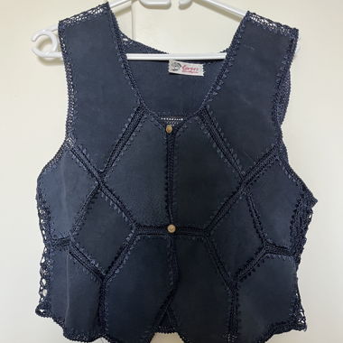 Gilet in scamosciato blu notte vintage
