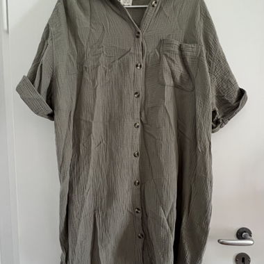 Grey-green shirt dress