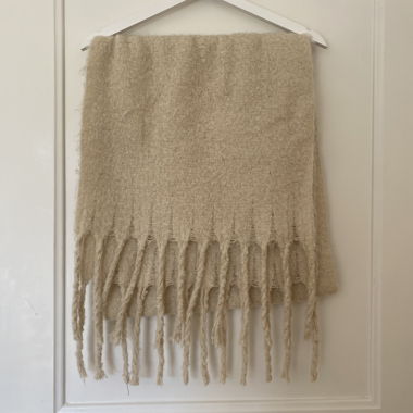 Sciarpa beige con frange