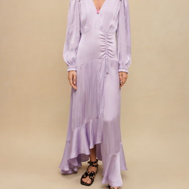 Lila Satin-Langkleid MAJE
