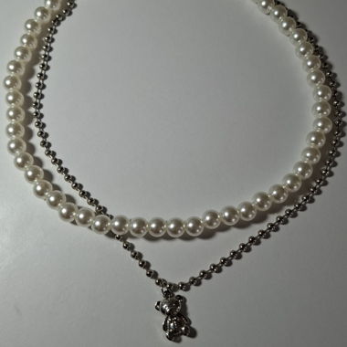 Set di 2 collane color argento