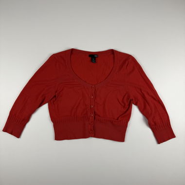 Veste en tricot rouge H&M manches 3/4 (S)